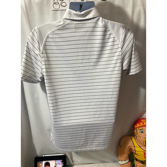 Callaway Opti-Dri Mens S Shirt Short Sleeve White Striped Athletic Polo Golf - Picture 2 of 9